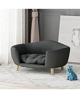 Mid-Century Modern Dog Bed with Tufted Cushion