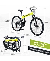 Streamdale Furniture 29" Folding Mountain Bike, Suspension Fork, Aluminium Alloy Frame 21Speed Mountain Bike