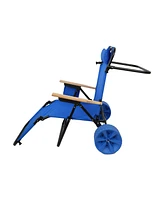 Beach Cart Chairs With Wheels 2 in 1 Foldable Beach Lounge Chair With Integrated Wagon Pull Cart Perfect for Backyard Pool or Picnic