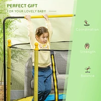 4.6' Kids Trampoline with Basketball Hoop, Horizontal Bar, 55" Indoor Trampoline with Net, Small Springfree Trampoline Gifts for Kids Toys, Ages