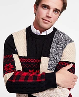 Club Room Men's Jacquard Patchwork Crewneck Sweater, Exclusively at Macy's