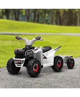 Simplie Fun Kids Atv Quad Car with Back Trailer, 6V Electric Ride On Car with Forward Backward Function, Wear-Resistant Wheels for Toddlers Ages 18-36