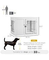 Dog Crate Furniture Wire Indoor Pet Kennel Cage, End Table with Double Doors, Locks for Small and Medium Dog House, White
