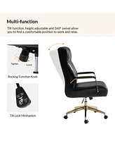 Hulala Home Uwe Modern Leather Ergonomic Executive Office Chair with Sgs International Certified Stainless Steel Gas Spring