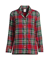 Lands' End Plus Long Sleeve Print Flannel Pajama Top