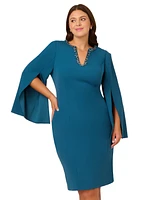 Adrianna Papell Plus Beaded Split-Sleeve Dress