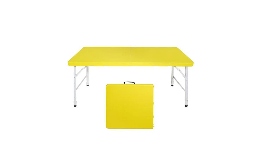 Slickblue 4ft Yellow Portable Folding Table for Indoor and Outdoor Use, Lightweight and Space-Saving