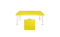 Slickblue 4ft Yellow Portable Folding Table for Indoor and Outdoor Use, Lightweight and Space-Saving