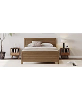 Slickblue Wood Platform Bed Frame with Headboard, Mattress Foundation with Wood Slat Support