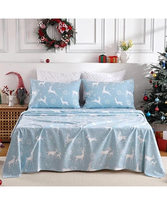 gaomon 4 Pieces Soft Microfiber Christmas Bedding Sheet Set