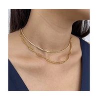 Hollywood Sensation 18k Gold Plated Tennis Necklace with Aaaaa Cubic Zirconia