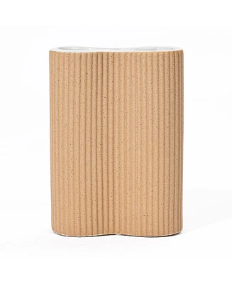 LuxenHome Light Brown Ceramic 7.7-Inch Tall Vase