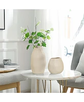 LuxenHome Ivory White Ceramic Modern Tall Vase