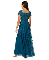 Adrianna Papell Women's Beaded 3D Applique Gown