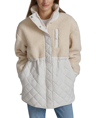 Andrew Marc Sport Women's Sherpa Trim Longline Quilted Jacket