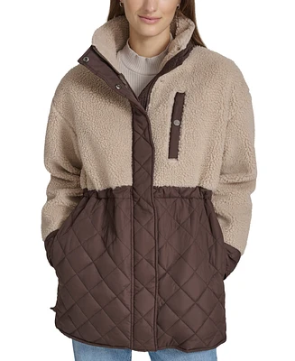 Andrew Marc Sport Women's Sherpa Trim Longline Quilted Jacket