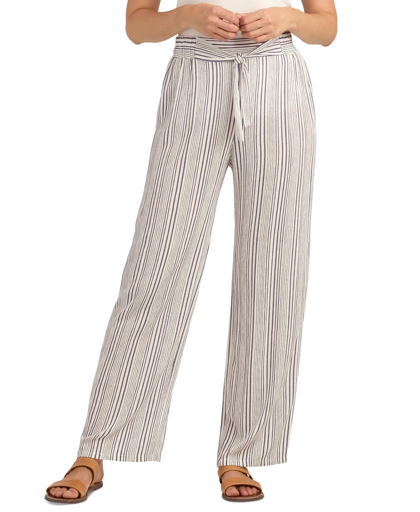 Bcx Juniors' Striped Tie-Waist Pull-On Pants