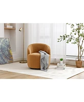 Slickblue Teddy Fabric Swivel Accent Armchair Barrel Chair with Black Powder Coated Metal Ring