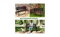 Slickblue 47-Inch Black Iron Bench with Pvc Mesh Backrest – Sturdy and Stylish Seating for Outdoor Spaces and Gardens