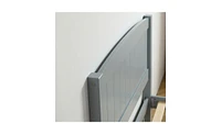 Slickblue Twin Pine Single-Layer Core Vertical Stripe Full-Board Curved Bed Head With The Same Bed Foot Wooden Bed Grey