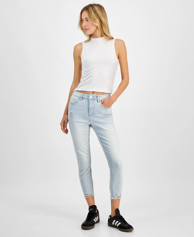 Indigo Rein Juniors' Curvy Cropped Mid-Rise Jeans