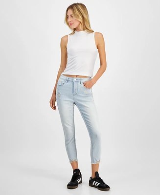 Indigo Rein Juniors' Curvy Cropped Mid-Rise Jeans