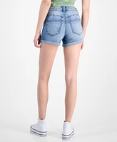 Celebrity Pink Juniors' High-Rise Cuffed Curvy Denim Shorts