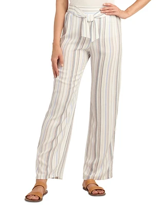 Bcx Juniors' Striped Tie-Waist Pull-On Pants