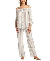 Bcx Juniors' Striped Tie-Waist Pull-On Pants