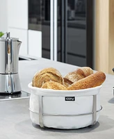 Gefu Stainless Steel and Cotton White Bread Basket