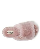 Dearfoams Fireside by Women's Cairns Genuine Shearling Fuzzy Slide Slipper