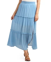 Bcx Juniors' Tiered Maxi Skirt With Smocked Waistband