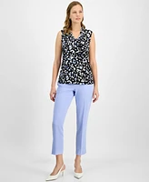 Kasper Women's Sleeveless Printed Knot-Front Blouse, Petite & Regular Sizes