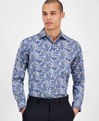 Bar Iii Men's Slim Fit Long Sleeve Button-Front Alhambra Floral Print Shirt, Exclusively at Macy's