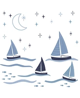 Lambs & Ivy Little Skipper Nautical Sailboat, Moon & Stars Wall Decals/Stickers