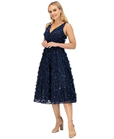 Eliza J Women's 3D Floral Sequined V-Neck Midi Dress