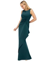 Eliza J Ruched Cascading-Ruffle Gown