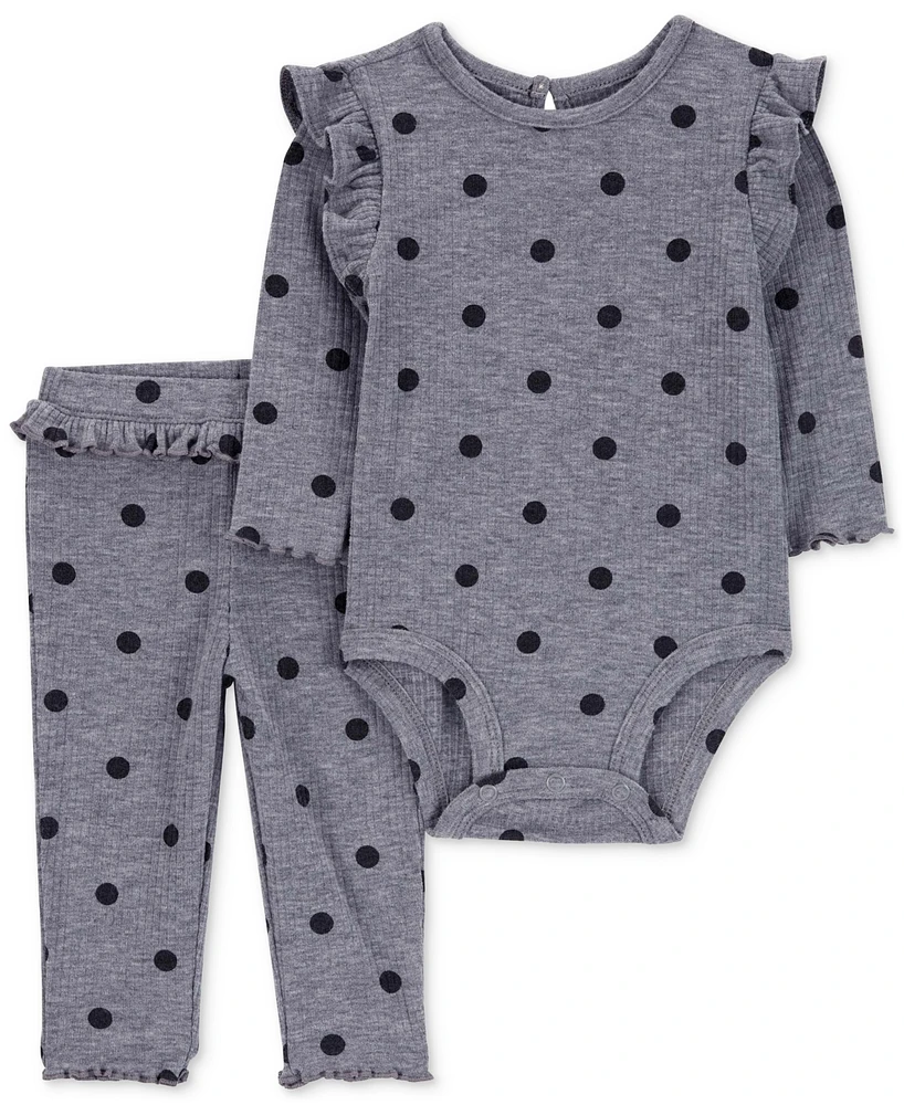 Carter's Baby Girls Polka Dot Bodysuit & Pants, 2 Piece Set