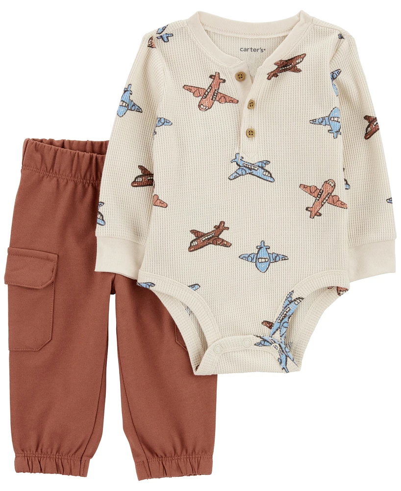 Carter's Baby Boys Airplane Bodysuit & Cargo Pants, 2 Piece Set