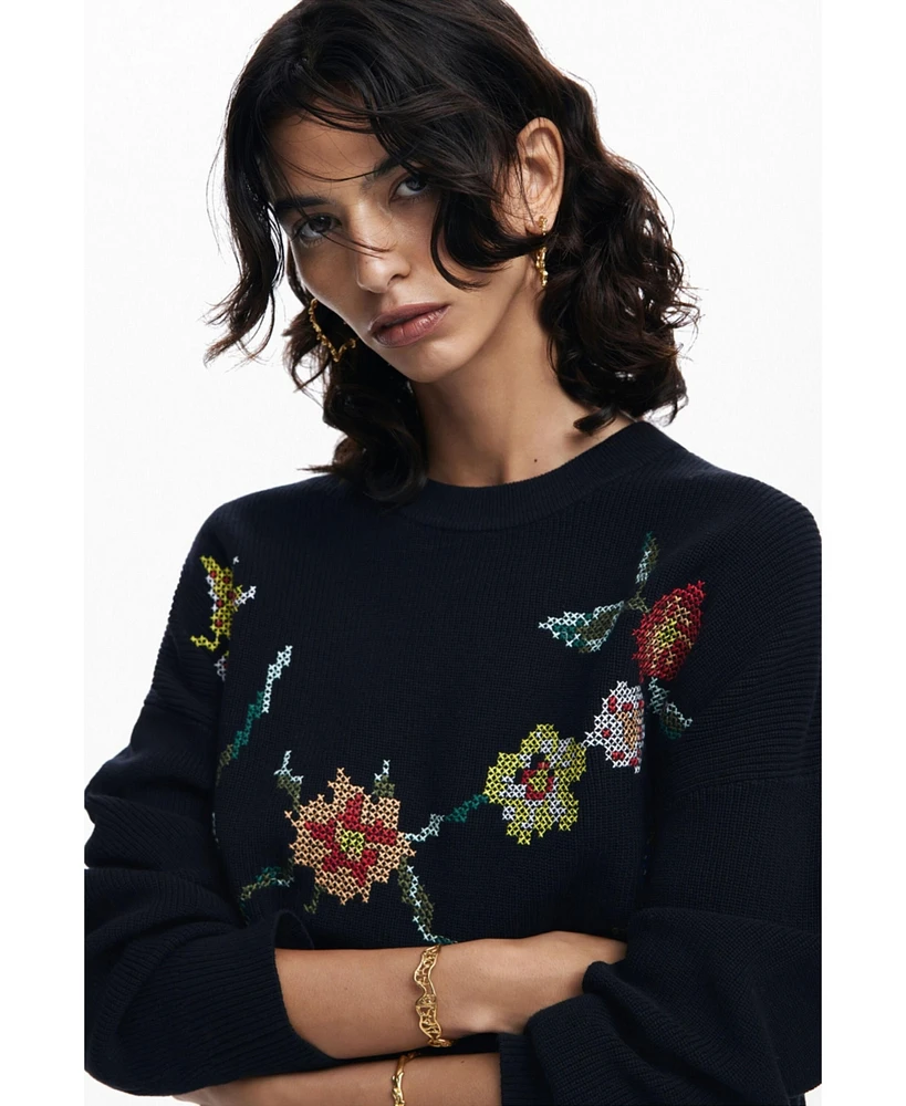 Desigual Women's Embroidered flower sweatshirt