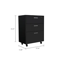 Depot E-Shop Danbury Storage Cabinet Drawer, Three Drawers, Top Surface, Four Casters, Black