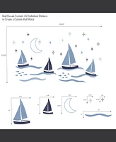 Lambs & Ivy Little Skipper Nautical Sailboat, Moon & Stars Wall Decals/Stickers