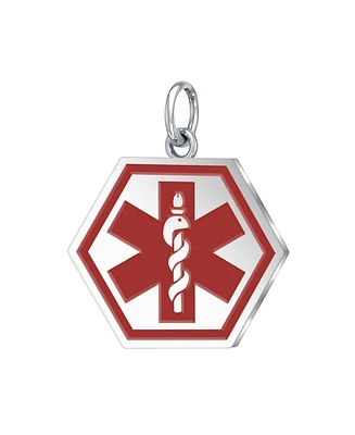 Drs, Inc. 925 Sterling Silver Hexagon Red Medical Pendant, 1 1/8 inch