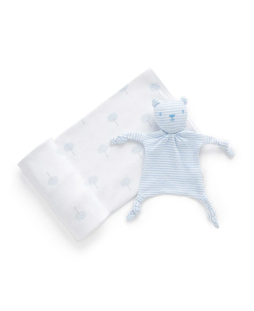 Purebaby Baby Boy Bunny Swaddle & Snookie Pack