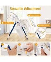 Costway High Chair for Babies & Toddlers with Rolling Wheels Adjustable Height Footrest