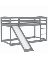 Slickblue Twin over Twin Bunk Bed with Convertible Slide and Ladder