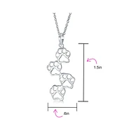 Bling Jewelry Dog Cat Puppy Dog Multi Paw Prints Stud Earring Pendant Necklace Jewelry Set