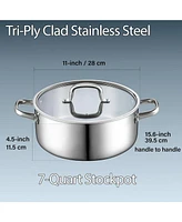 Cook N Home 7 Quart Tri-Ply Clad Stainless Steel Dutch Oven Soup Pot