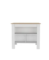 Fm Furniture Aztec Kitchen Island in melamine with open storage,light pine/white