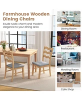 Gymax Dining Chair Set of 4 w/ Padded Seat Hollowed Wave Backrest Rubber Wood Frame